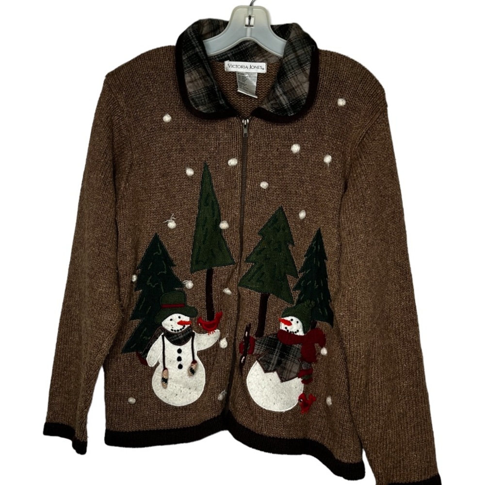 Vintage Victoria Jones Zip Cardigan Christmas Sweater